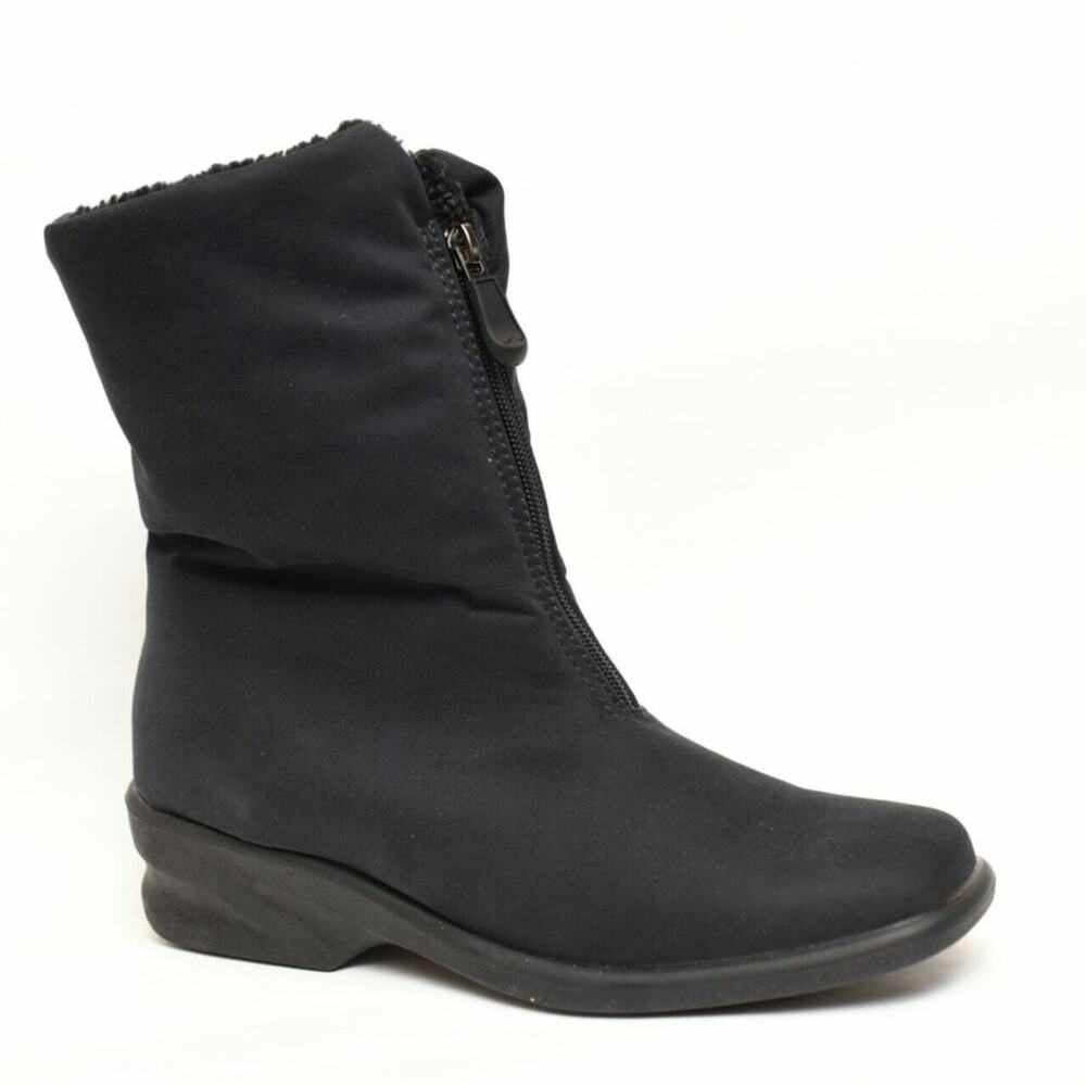 Toe Warmers Michelle Black Zip Front Lined Waterproof Snow Boots Womans Size 8.5